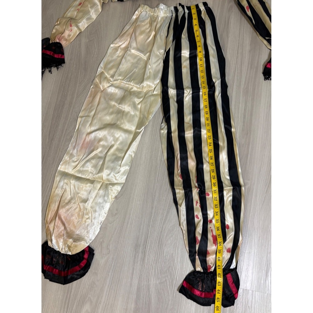 Freakshow Clown Suit Costume Mens One Size Striped Halloween Cosplay Outfit - Picture 5 of 12